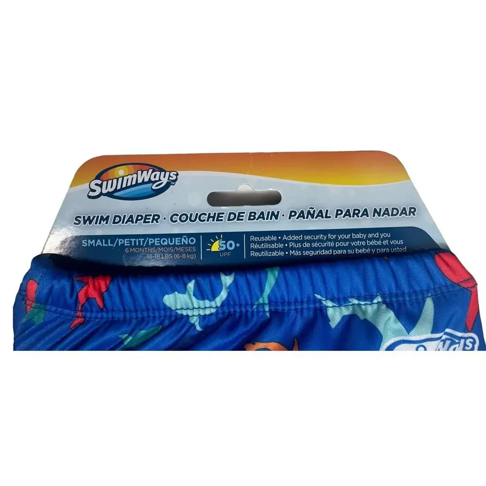 NEW SwimWays Reusable Shark Swim Diaper 50+ UPF Small 6M 13-18 lbs Boys